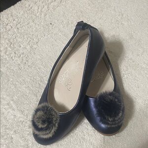 Nanette Lepore Blue Dress Shoes with Furry Pom-Poms